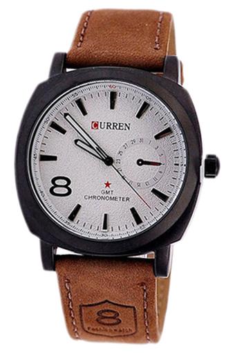 Bluelans Jam Tangan Uniseks - Cokelat - Strap Kulit Sintetis White Dial  