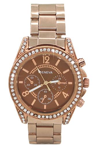 Bluelans Jam Tangan Wanita - Coffee - Strap Stainless Steel - Crystal  