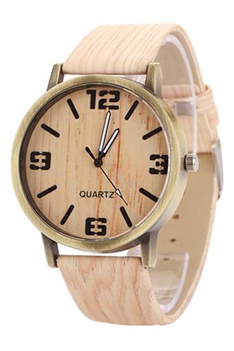 Bluelans Jam Tangan Wanita - Cokelat - Strap Leather - Vogue Grain Bronze  