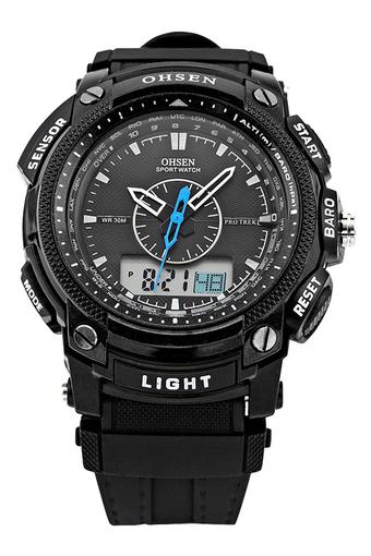 Bluelans Mens Waterproof Digital LCD Alarm Date Sport Rubber Watch Black  