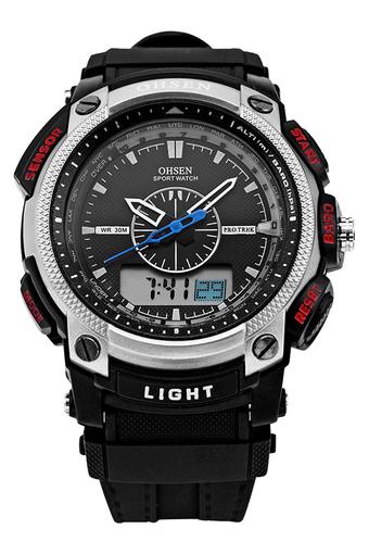 Bluelans Mens Waterproof Digital LCD Alarm Date Sport Rubber Watch Silver  