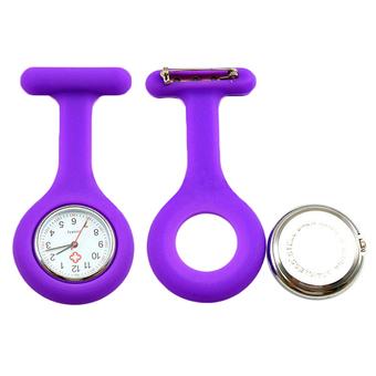 Bluelans Silicone Nurse Watch Brooch Fob Pocket Tunic Quartz Movement Watch Purple  