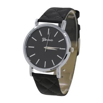 Bluelans Unisex Black Faux Leather Wrist Watch  