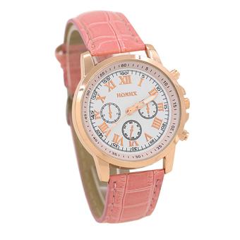 Bluelans Unisex Pink Faux Leather Strap Analog Watch  