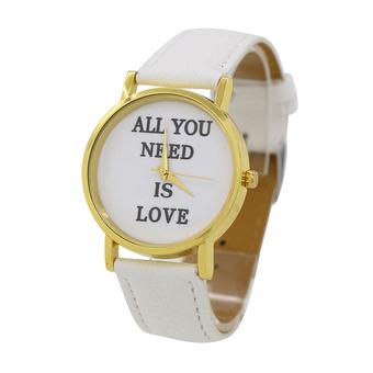 Bluelans Unisex White Faux Leather Wrist Watch  