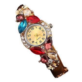 Bluelans Women Crystal Butterfly Dress Cuff Bracelet Quartz Wrist Watch Multi-Color  