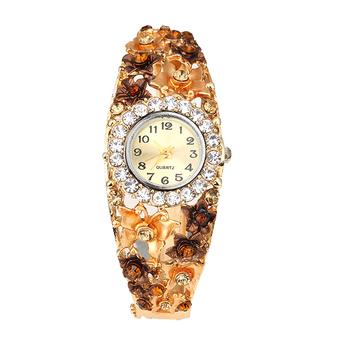 Bluelans Women's Flower Butterfly Dress Watch Rhinestone Bracelet Wristwatch (Champagne) (Intl)  