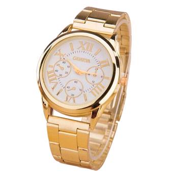 Bluelans Women's Geneva Roman Numerals Golden Alloy Quartz Analog Watch  