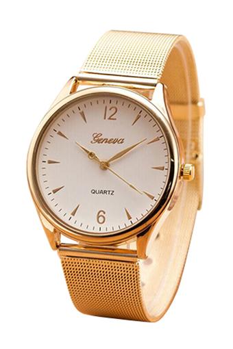 Bluelans Women's Gold Tone Mesh Analog Quartz Wrist Watch White  