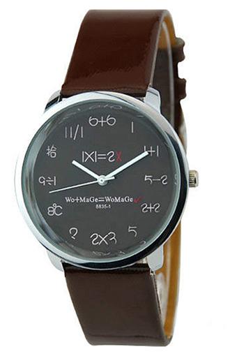 Bluelans Women's Mathematics Dial Quartz Wrist Watch Brown  