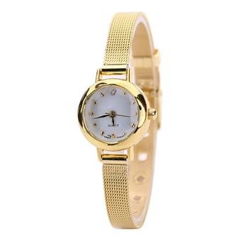 Bluelans Women's Mesh Fine Alloy Band Rhinestone Dial Quartz Bracelet Wrist Watch Golden (Intl)  