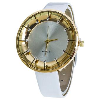 Bluelans Women's Rhinestone Faux Leather Analog Quartz Wrist Watch White (Intl)  