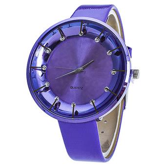 Bluelans Women's Rhinestone Faux Leather Analog Quartz Wrist Watch (Purple) (Intl)  