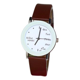 Bluelans Women's Words Faux Leather Analog Quartz Student Wrist Watch (Coffee) (Intl)  