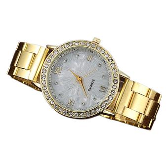 Bluelans Womens Flower Rhinestone Inlaid Alloy Strap Analog Quartz Wrist Watch (Intl)  