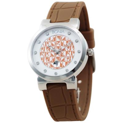 Bonia B10110-3347 Jam Tangan Wanita Silicone Strap - Brown