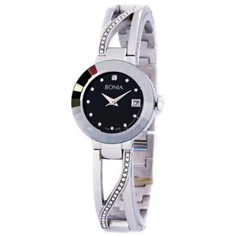 Bonia Bnb10095-2337- Jam Tangan Wanita - Stainless Steel - Hitam Silver  