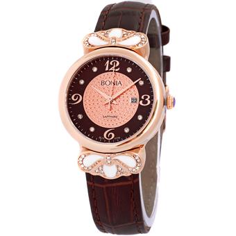 Bonia - Jam Tangan Wanita - Coklat Rosegold - Strap Kulit- BNB10118-2545  