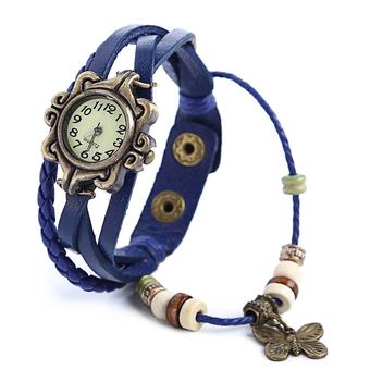 Butterfly Bracelet Quartz Movement Wrist Watch Blue  