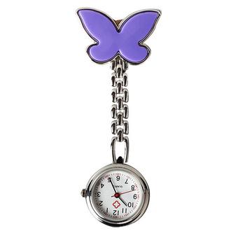 Butterfly Nurse Table Pocket Watch with Clip Brooch Chain Quartz Cute  