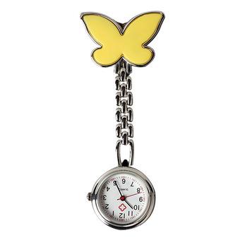 Butterfly Nurse Table Pocket Watch with Clip Brooch Chain Quartz Mini  