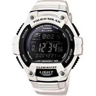 CASIO Unisex Solar Powered Standard Digital Alarm LED light Waterproof Runner Sport Watch W-S220C White (Intl)  