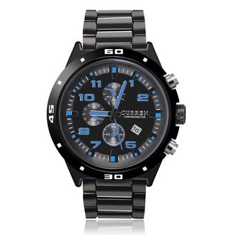 CURREN Waterproof Men Black Stainless Steel Wrist Watch 8021  