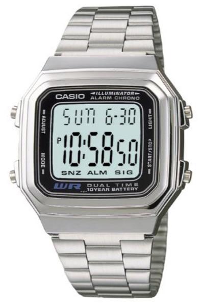 Casio A-178WA-1 - Jam Tangan Wanita - Silver - Tali Rantai