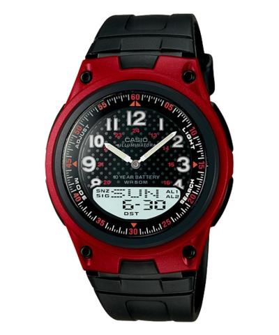 Casio Analog Digital AW-80-4AVDF Jam Tangan Pria Strap Rubber - Hitam-Merah