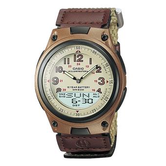 Casio Analog Digital AW-80V-5BV Kanvas Strap Men's Watch - Brown  