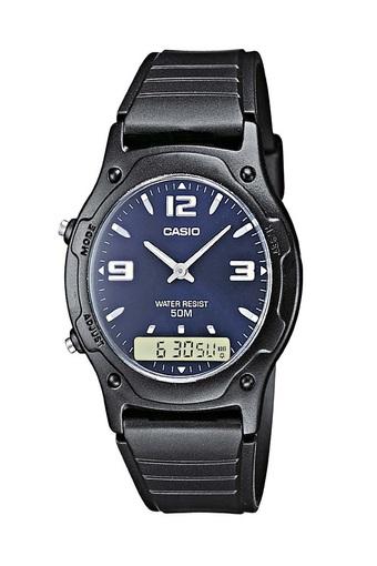 Casio Analog Digital Jam Tangan Pria - Hitam - Strap Karet - AW-49HE-2A  