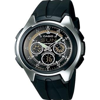 Casio Analog Digital Jam Tangan Pria - Hitam - Strap Karet - AQ-163W-1B1  