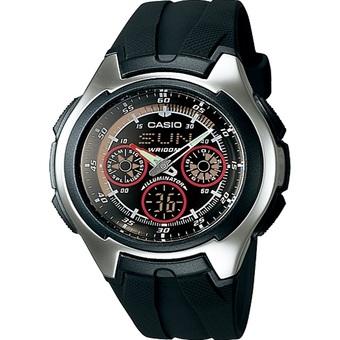 Casio Analog Digital Jam Tangan Pria - Hitam - Strap Karet - AQ-163W-1B2  