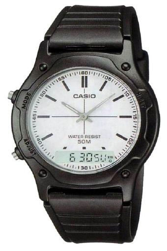 Casio Analog Digital Jam Tangan Pria - Hitam - Strap Karet - AW-49H-7E  