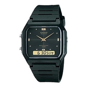 Casio Analog Digital Jam Tangan Wanita - Hitam - Strap Karet - AW-48HE-1A  