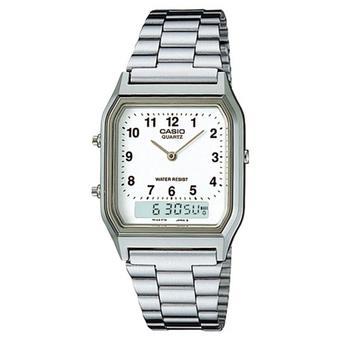 Casio Analog Digital Jam Tangan Wanita - Silver - Strap Rantai - AQ-230A-7B  