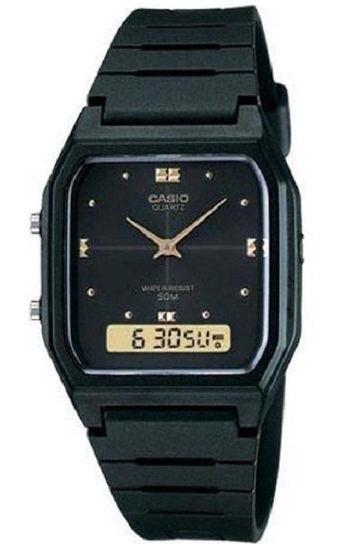 Casio Analog Digital Watch AW-48HE-1AVDF Jam Tangan Unisex Strap Resin - Hitam