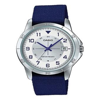 Casio Analog Jam Tangan Pria - Biru - Strap Kanvas - MTP-V008B-7B  