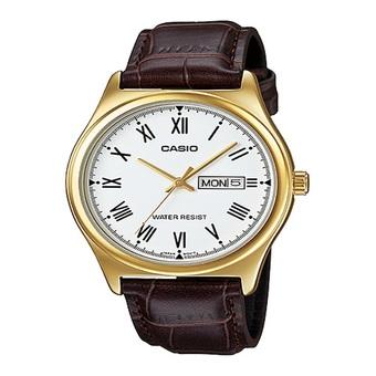 Casio Analog Jam Tangan Pria - Gold - Strap Kulit - MTP-V006GL-7B  