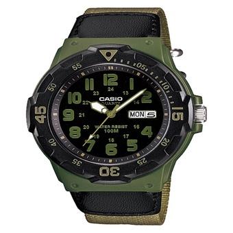 Casio Analog Jam Tangan Pria - Hijau - Strap Kanvas - MRW-200HB-3B  