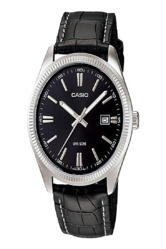 Casio Analog Jam Tangan Pria - Hitam - Strap Kulit - MTP-1302L-1A  