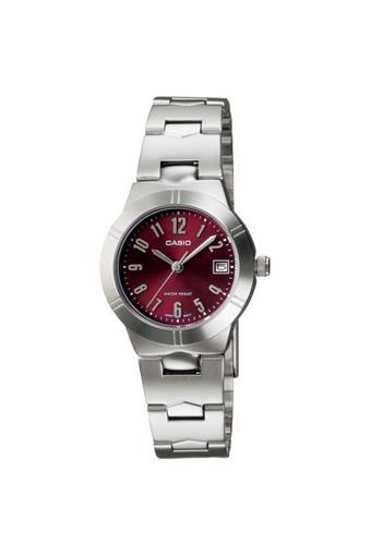 Casio Analog Jam Tangan Wanita - Merah Marun - Strap Rantai - LTP-1241D-4A2  