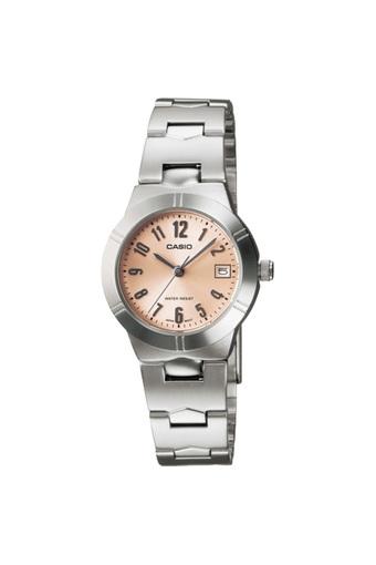 Casio Analog Jam Tangan Wanita - Peach - Strap Rantai - LTP-1241D-4A3  