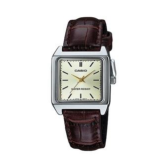 Casio Analog Jam Tangan Wanita - Silver - Strap Kulit - LTP-V007L-9E  