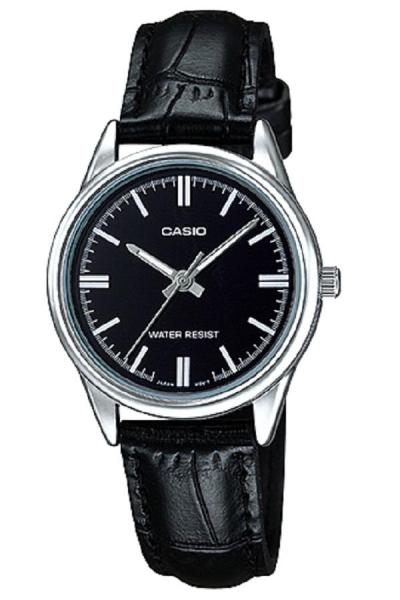 Casio Analog LTP-V005L-1AUDF Jam Tangan Wanita Genuine Leather Band - Hitam