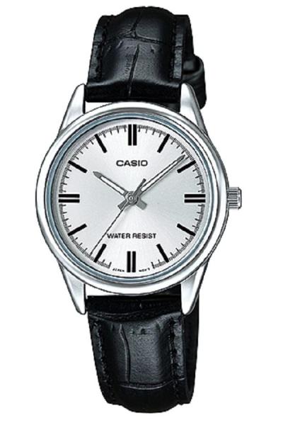 Casio Analog LTP-V005L-7AUDF Jam Tangan Wanita Genuine Leather Band - Hitam