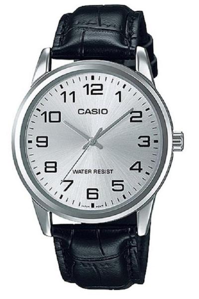 Casio Analog MTP-V001L-7BUDF Jam Tangan Pria Genuine Leather Band - Hitam