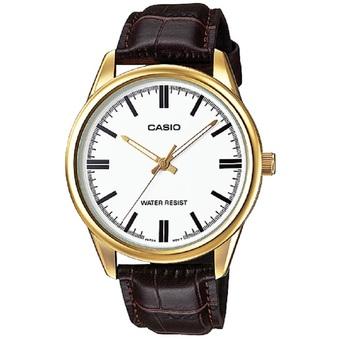 Casio Analog Watch - Jam Tangan Pria - Gold Cokelat - Strap Kulit - MTP-V005GL-7AUDF  