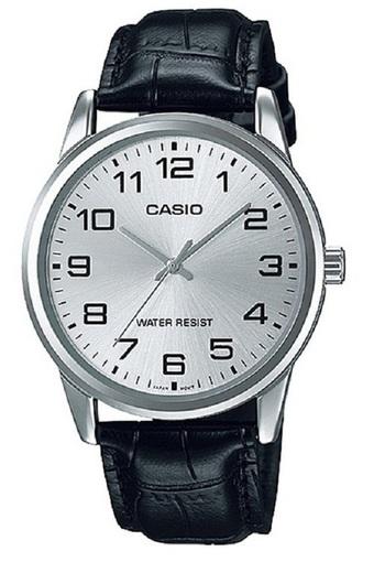 Casio Analog Watch Jam Tangan Pria - Hitam - Genuine Leather Band - MTP-V001L-7BUDF  