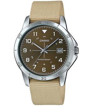 Casio Analog Watch Jam Tangan Pria - Krem - Cloth Band - MTP-V008B-5BUDF  